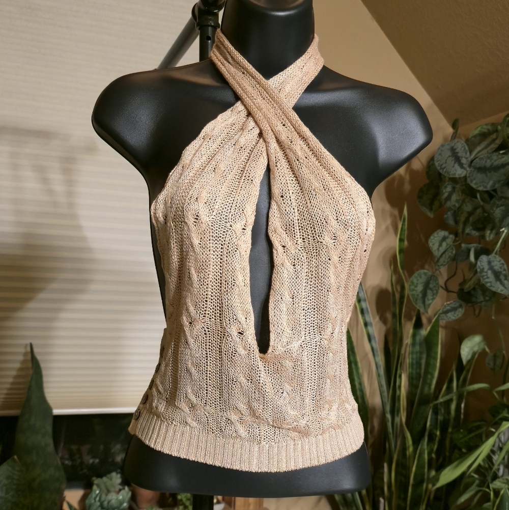 Free People Cream Knit Halter